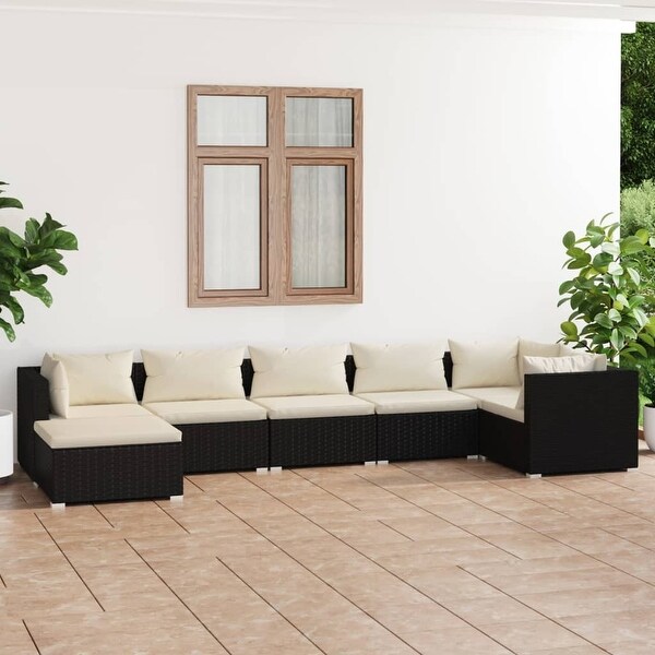 vidaXL Patio Lounge Set Outdoor Sectional Sofa Set Table Garden Poly Rattan