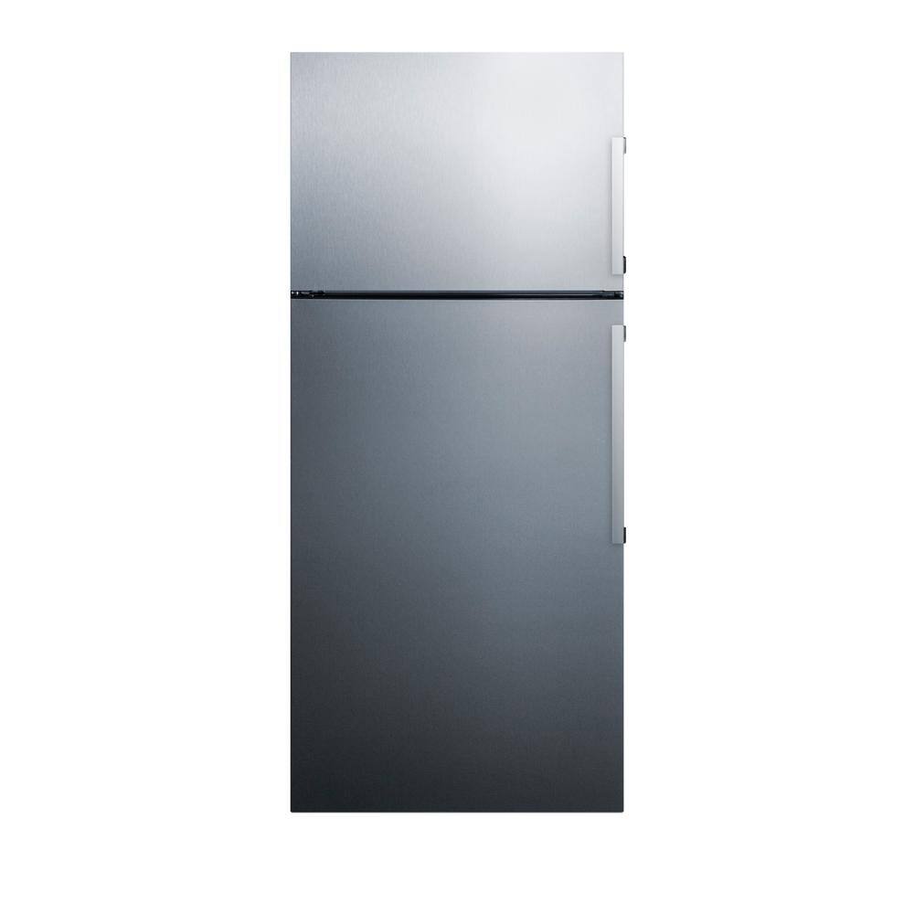 Summit Appliance 27.63 in. 12.6 cu. ft. Top Freezer Refrigerator in Stainless Steel Counter Depth FF1512SSIMLHDE