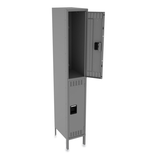 Tennsco Double Tier Locker with Legs， Single Stack， 12w x 18d x 78h， Medium Gray (DTS1218361MG)