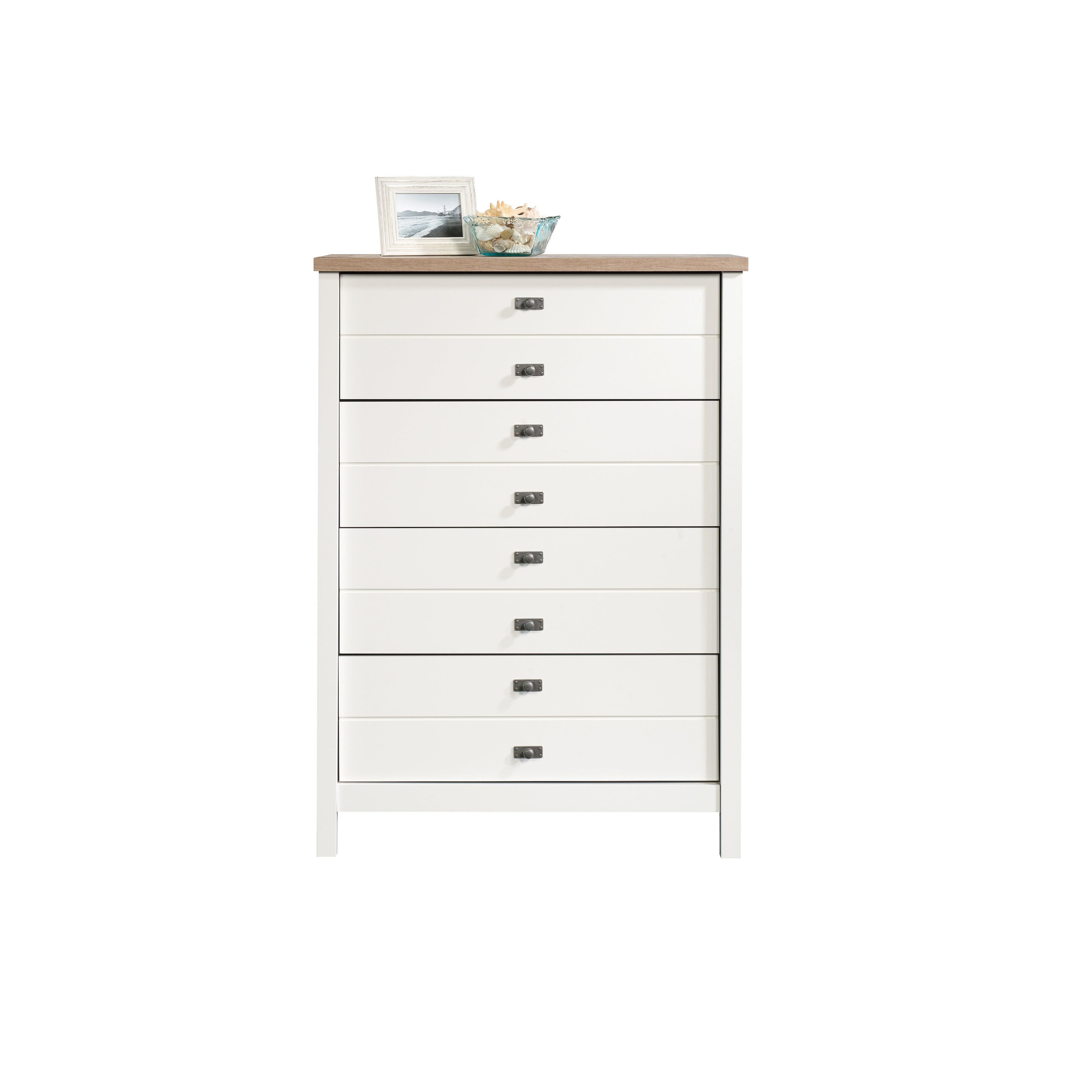 Sauder 423998 Cottage Road 4 Drawer Chest, Soft White & Lintel Oak Finish