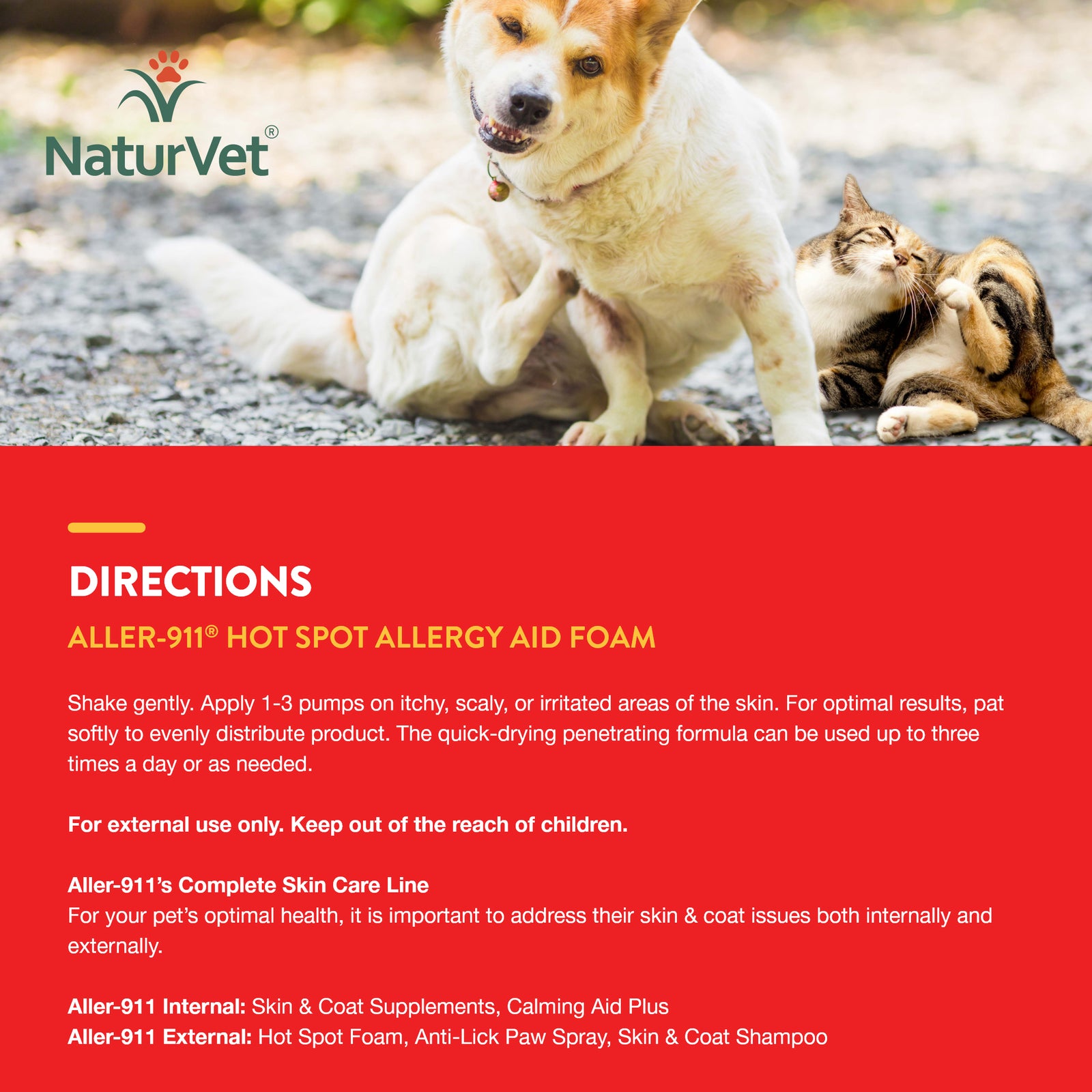 NaturVet Aller911 Hot Spot Allergy Aid Foam for Dogs and Cats