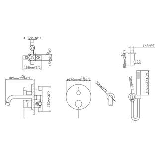 Tahanbath 1-Handle 1-Spray Wall Mounted Tub and Shower Faucet in Matte Black (Valve Included) MSCTBD858MB-ZQ