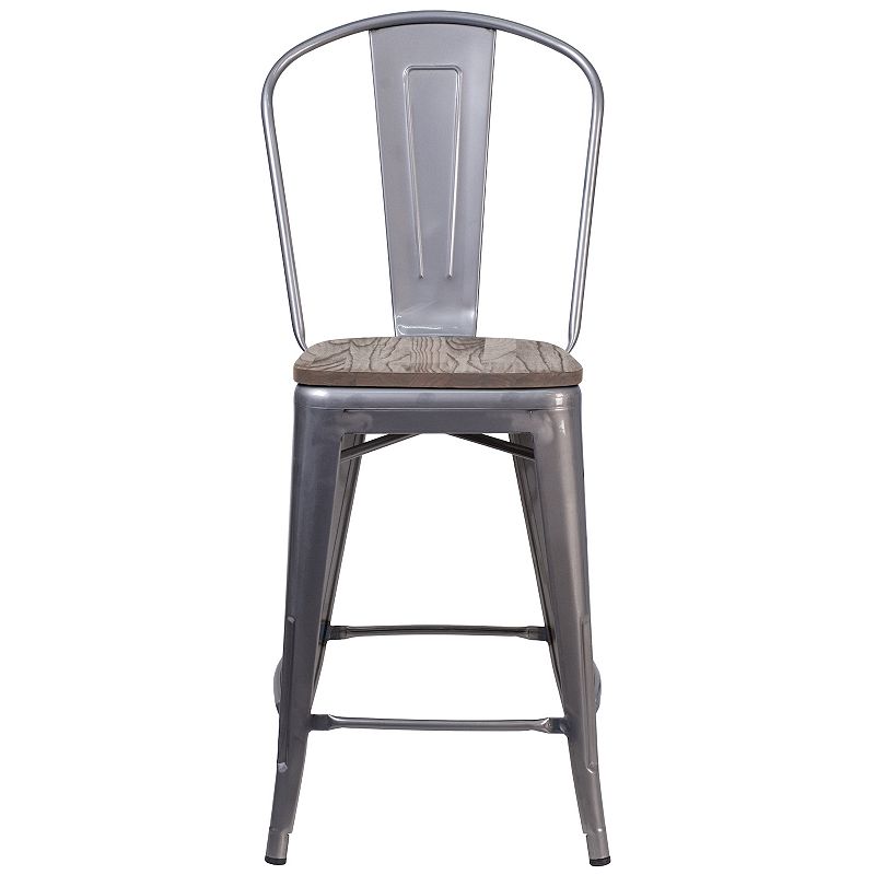 Flash Furniture 24-in. Counter-Height Stool with Wood Seat