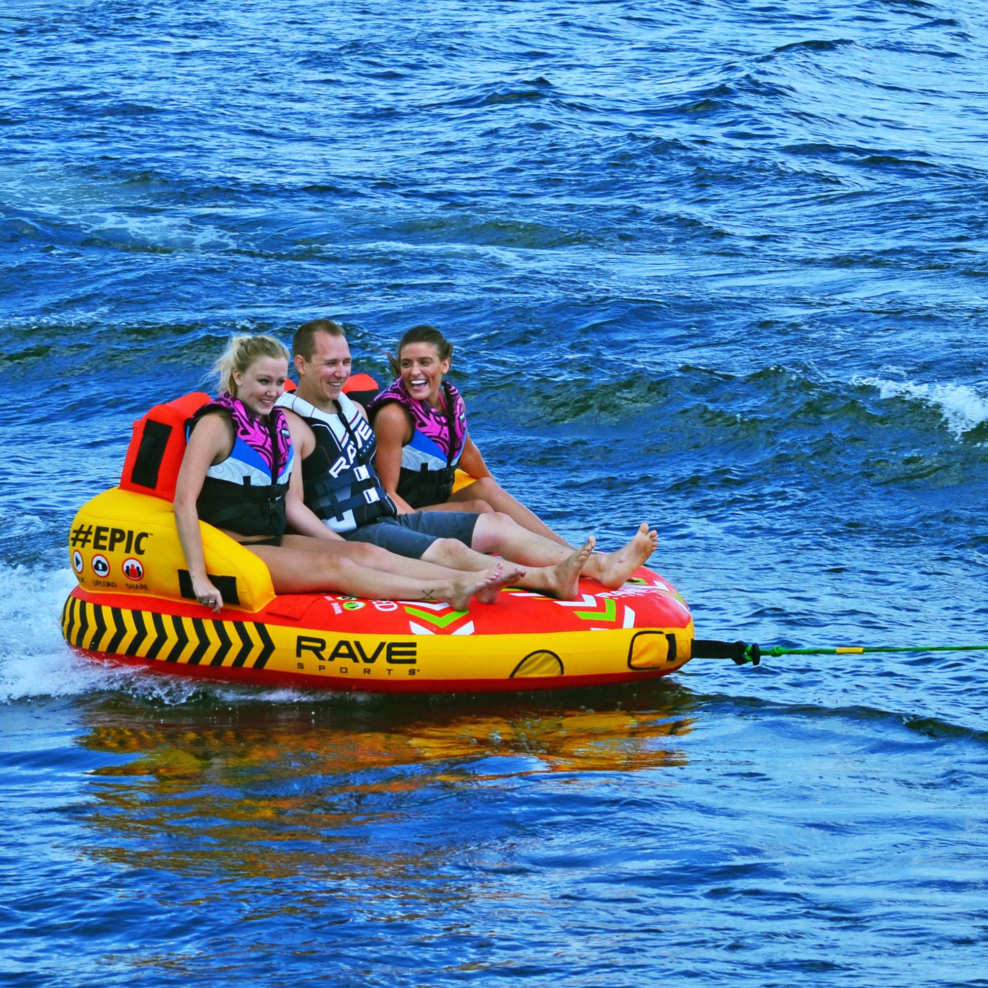 RAVE Sports Ripper 2 Rider Towable Water Float + Epic 3 Rider Towable Float