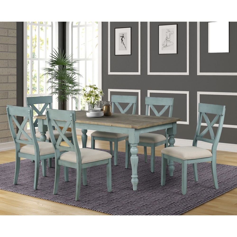 The Gray Barn Spring Mount Table with Cross Back Chairs 7 piece Dining Set