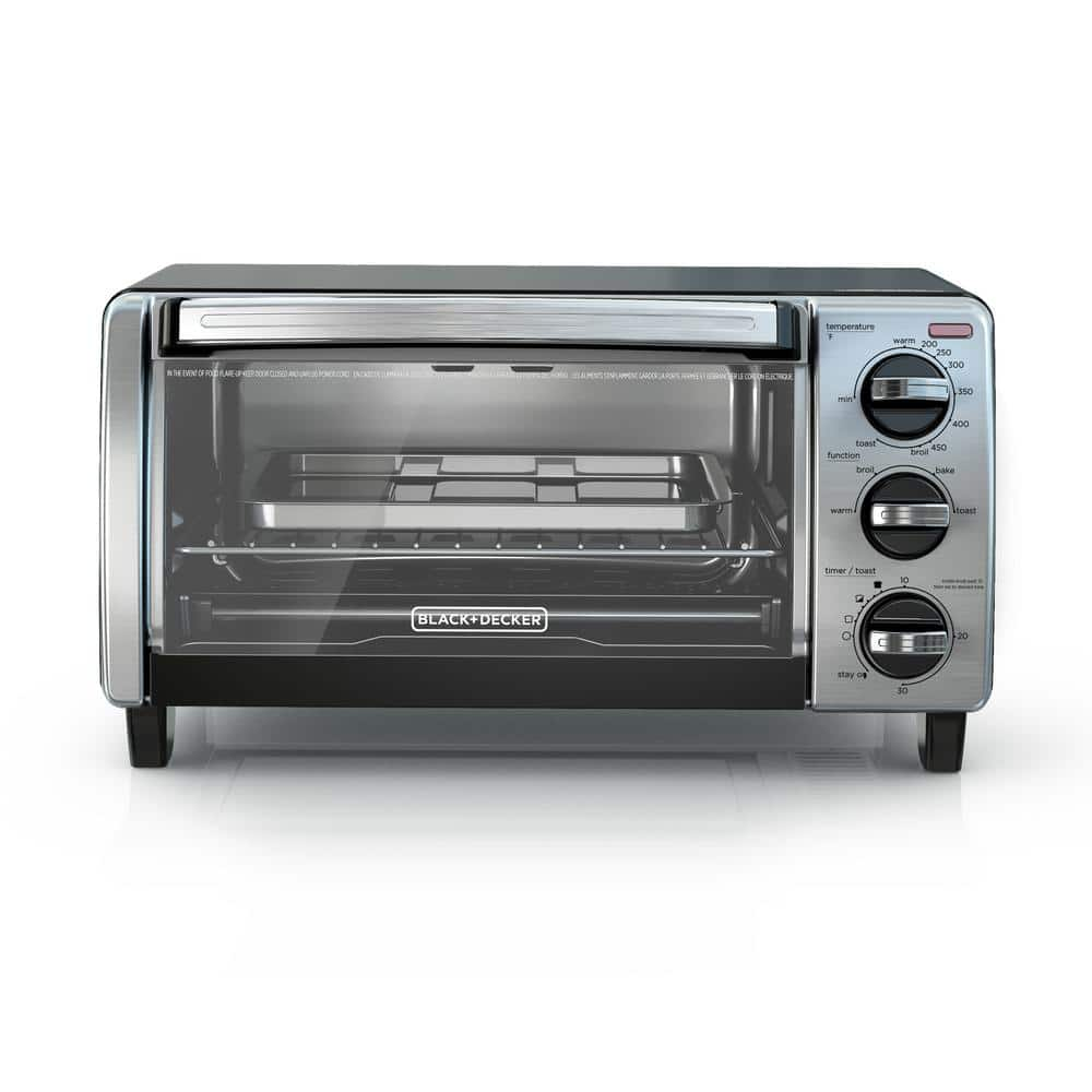 BLACK+DECKER 1150 W 4-Slice Stainless Steel Convection Toaster Oven with Built-In Timer TO1750SB