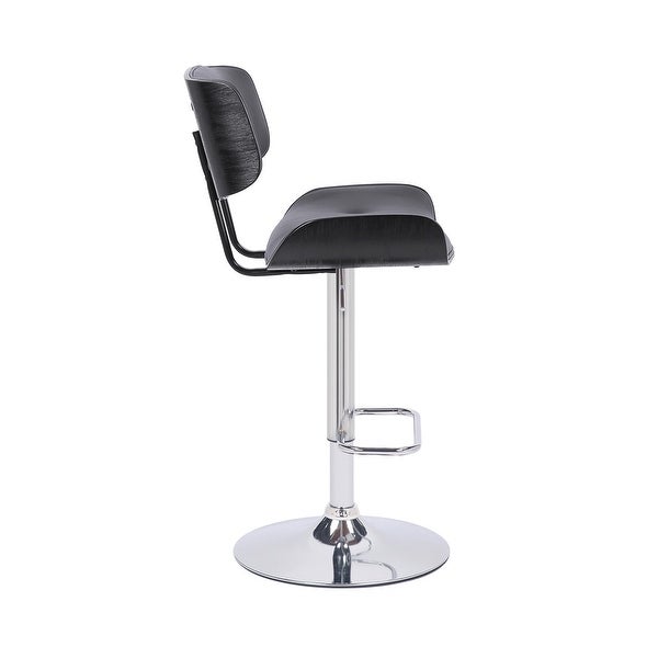 Adjustable Gray Tufted Faux Leather Black and Chrome Swivel Barstool. - 46