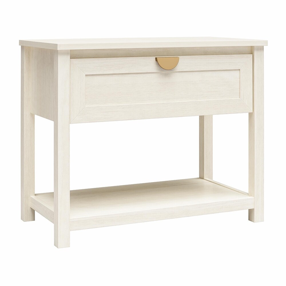 Mr. Kate Primrose Wide 1 Drawer Nightstand with Open Shelf  Ivory Oak