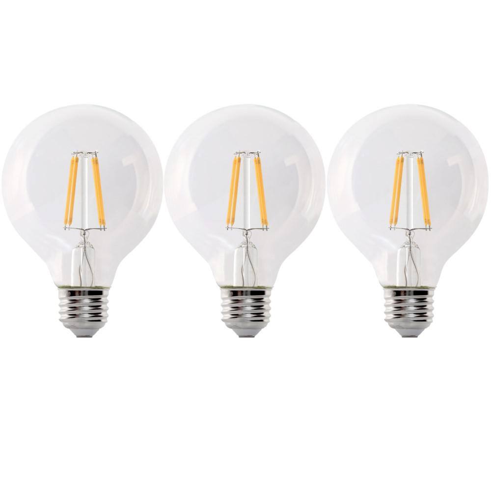 Feit Electric 60-Watt Equivalent G25 Dimmable Filament ENERGY STAR Clear Glass LED Light Bulb Daylight (3-Pack) G2560950CAFIL3RP