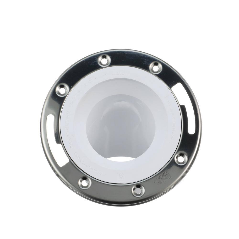 Oatey 3 in. PVC Open Spigot Toilet Flange with 45 Deg. Angle and Stainless Steel Ring 436652