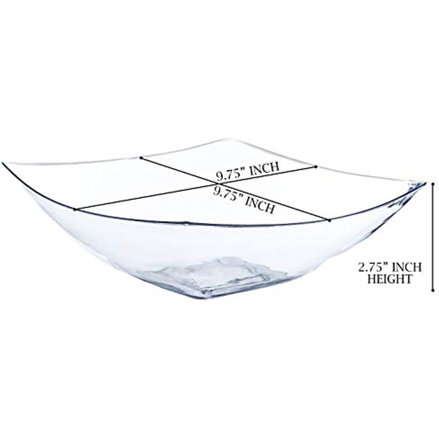 Plasticpro Disposable 64 Ounce Square Serving Bowls， Party Snack Or Salad Bowl， Large Plastic Crystal Clear Pack Of 4