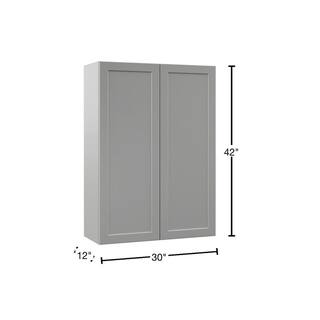 Hampton Bay Designer Series Melvern Assembled 30x42x12 in. Wall Kitchen Cabinet in Heron Gray W3042-MLGR