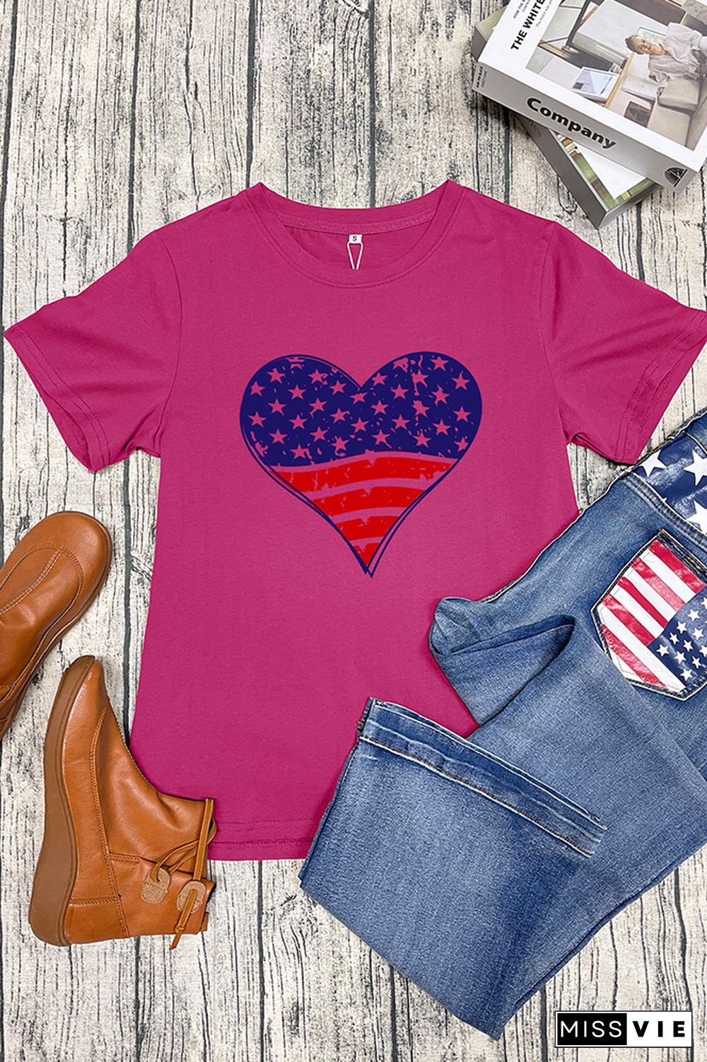 Patriotic Grunge Heart Graphic T-Shirt Wholesale