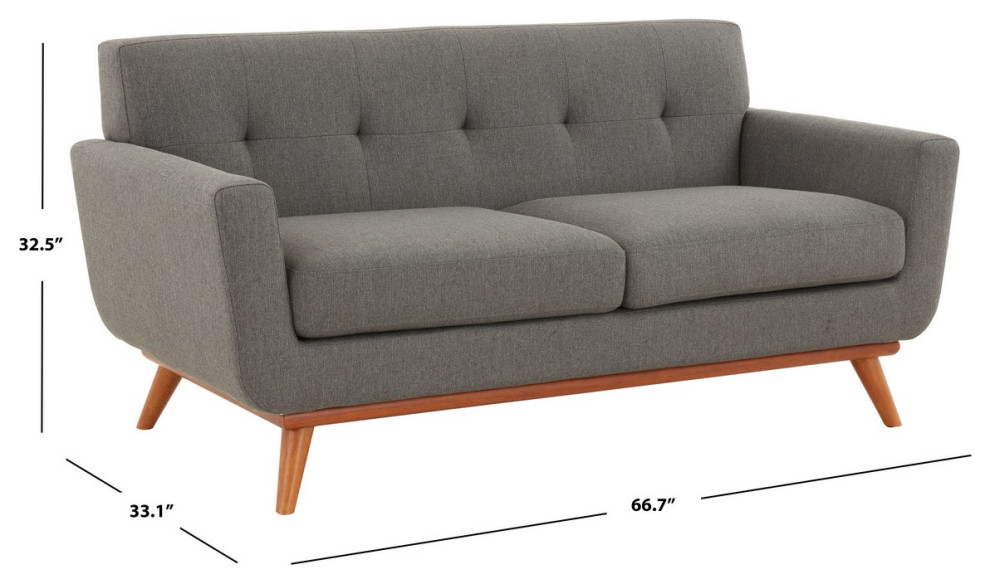 Safavieh Couture Opal Linen Tufted Loveseat   Midcentury   Loveseats   by Safavieh  Houzz