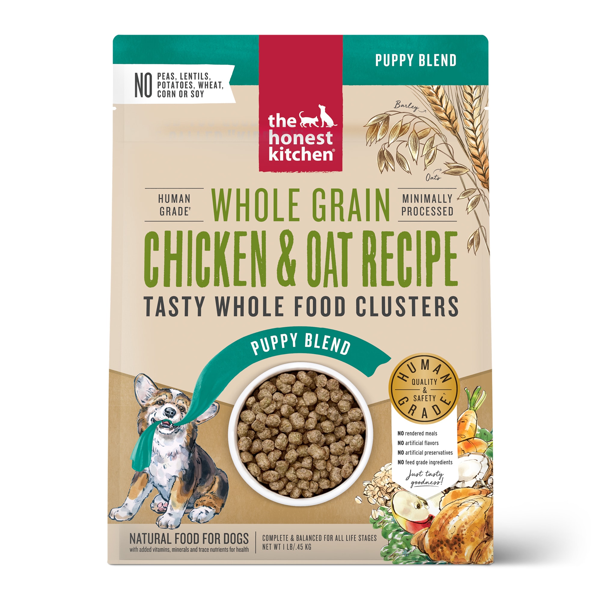 The Honest Kitchen Whole Food Clusters Puppy Whole Grain Chicken  Oat Recipe Wet Dog Food， 1 lb.