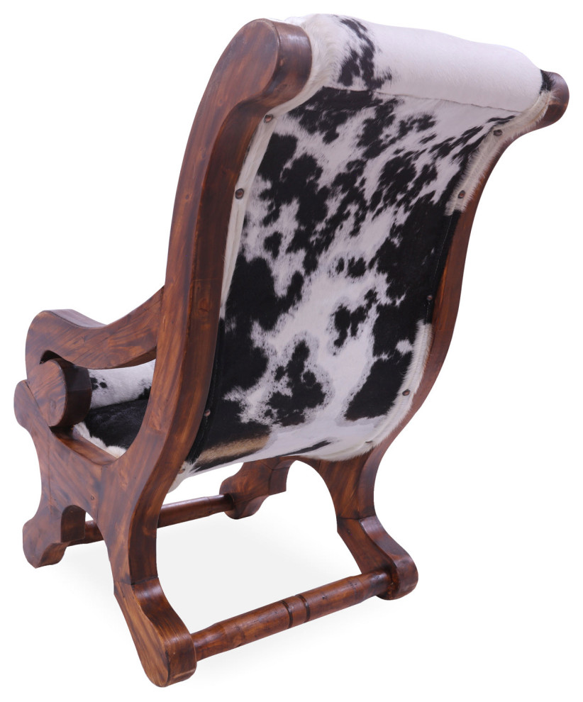 Reclaimed Wood Hair On Cowhide Handcrafted Chair C215 FC   Rustic   Armchairs And Accent Chairs   by Manhattan Rugs  Houzz