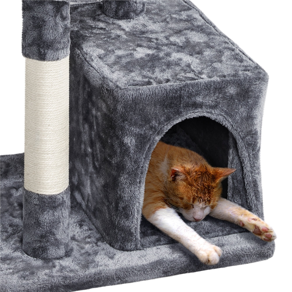 Easyfashion Plush Cover Cat Tree， Dark Gray