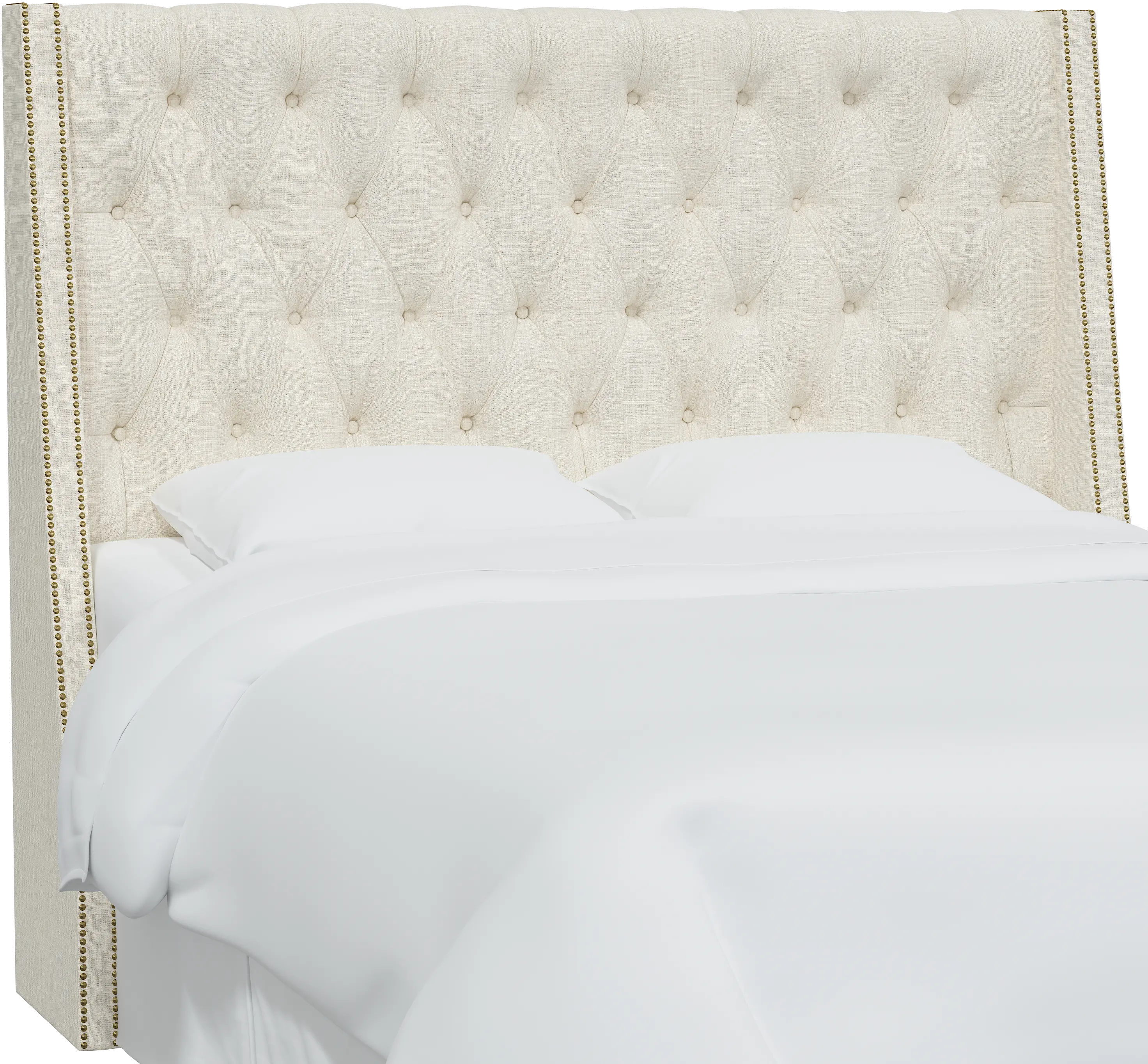 Riley Cream Tufted Wingback Twin Headboard - Skyline Furniture