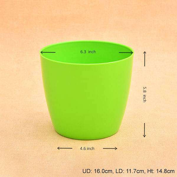 6.3 inch (16 cm) Valencia 16 Round Plastic Planter (Green) (set of 6)