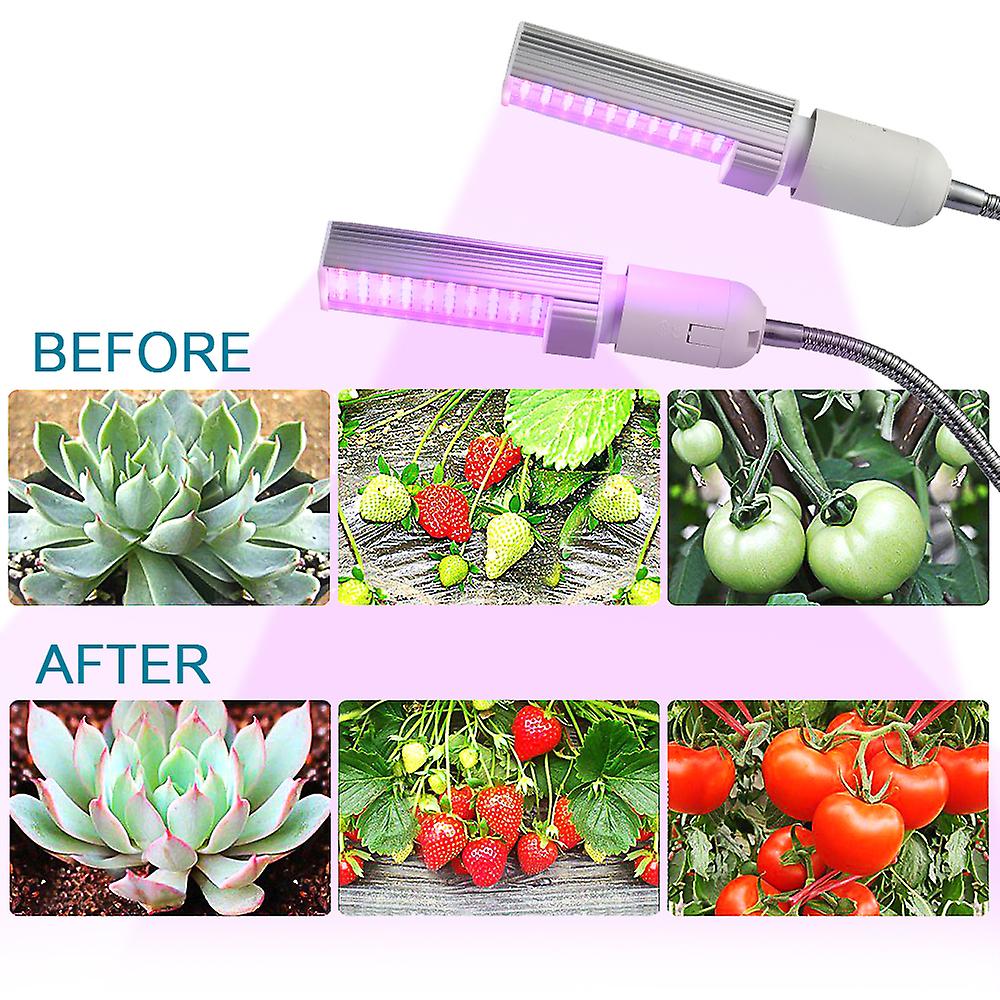 Led Grow Light Grow Lamp Bulb For Indoor Plants 20w Super Bright 100 Leds Sunlike Red And Blue Spectrum Clip-on Desk Replaceable Bulb Dual Head   360