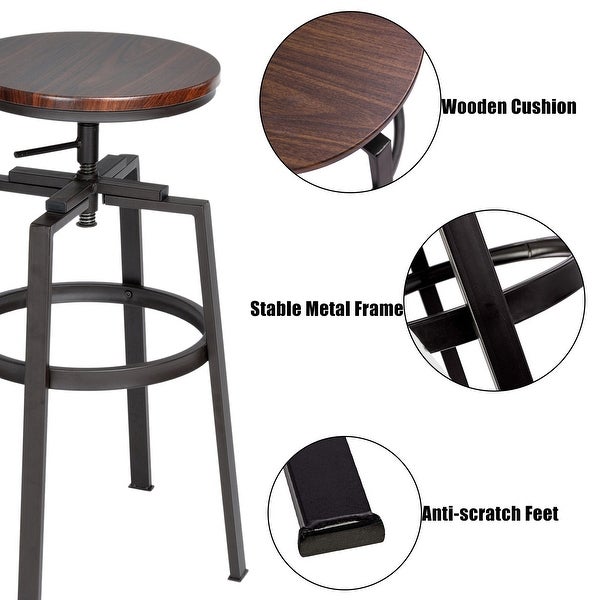 Carbon Loft Swivel Wood Adjustable Height Bar Stools (Set of 2)