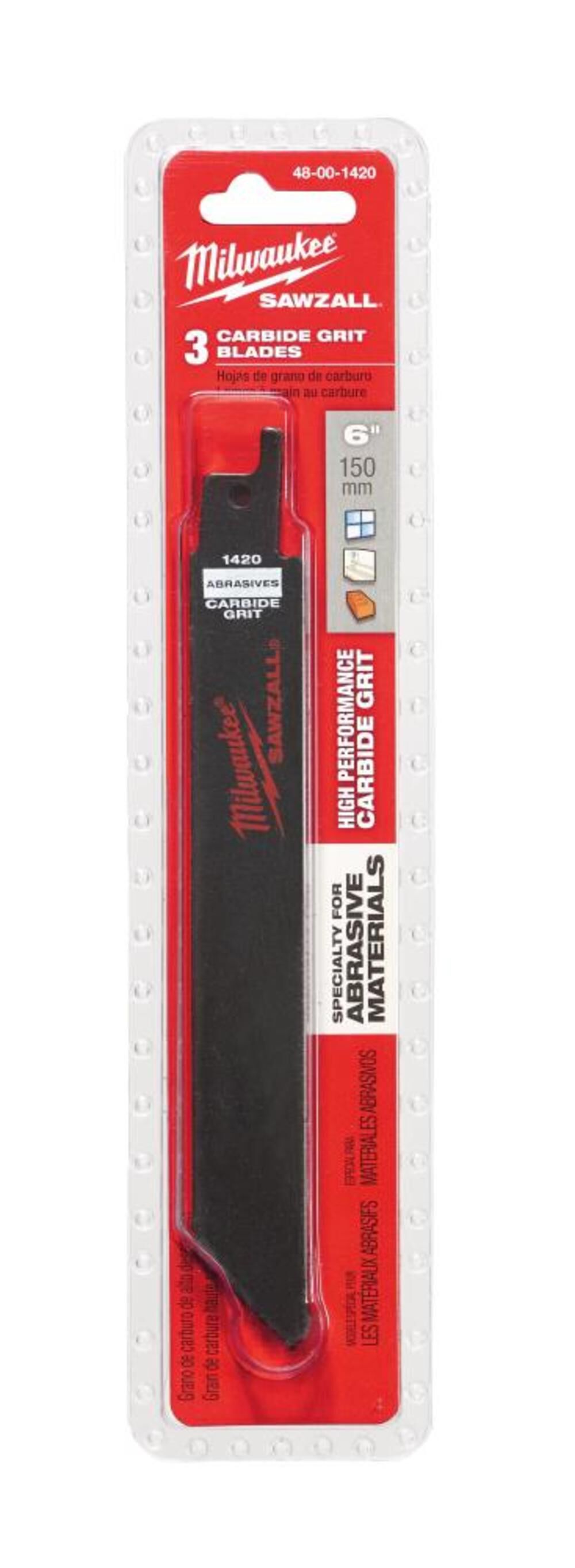 Milwaukee 6 in. Carbide Grit SAWZALL Blade 3PK 48-00-1420 from Milwaukee