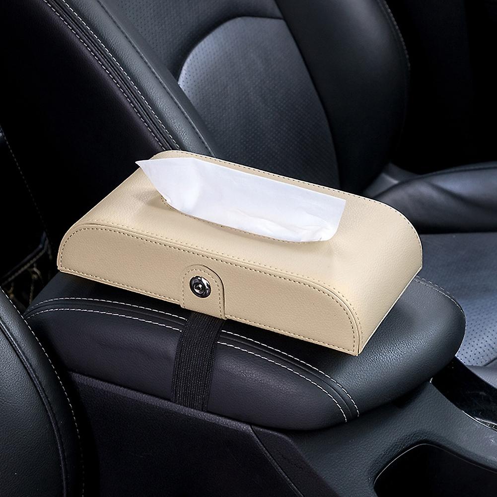 Car Armrest Box Tissue Holder Pu Leather Car Sun Visor Tissue Napkin Storage Case For Car Home Office Black