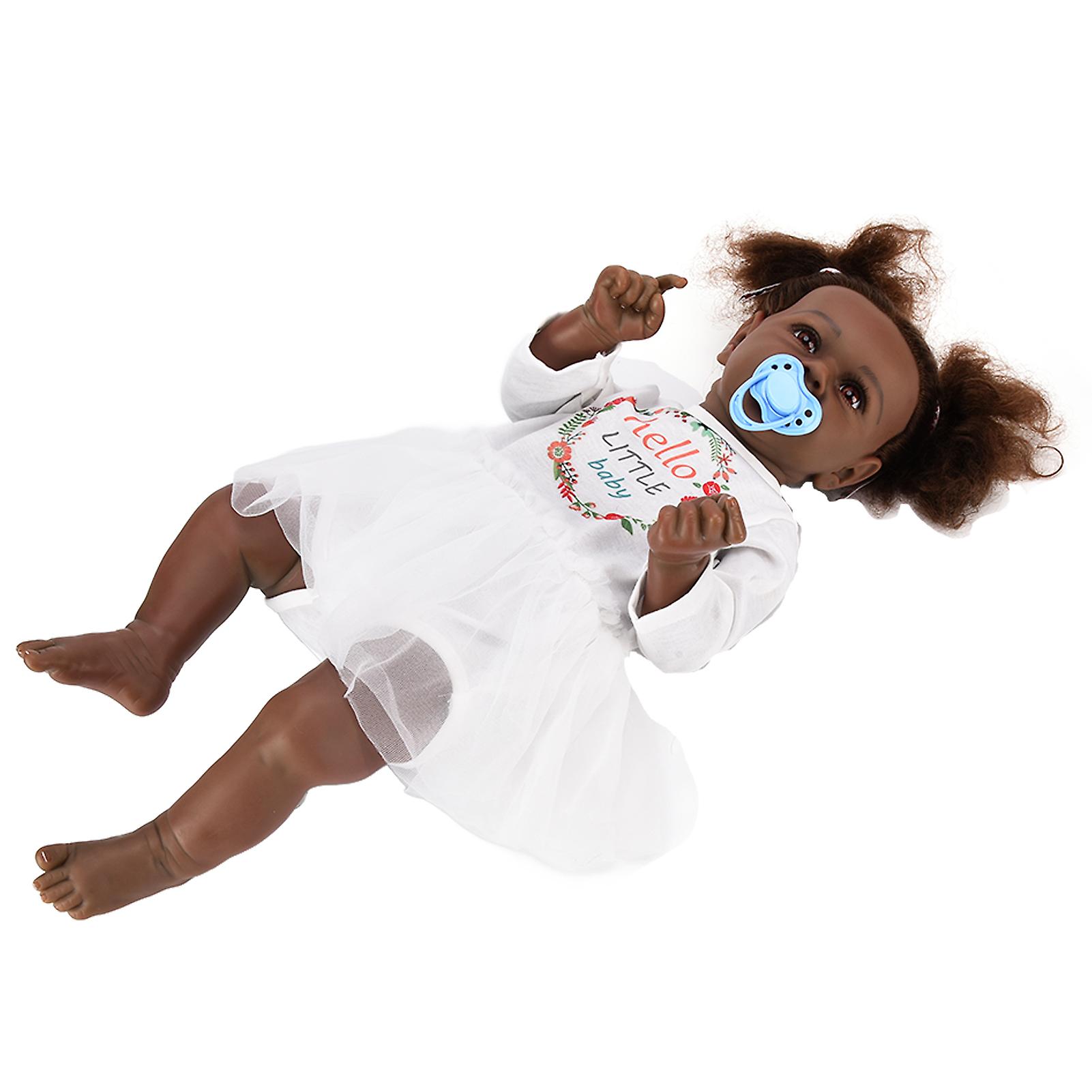 Reborn Baby Dolls Full Vinly Body African American Black Baby Girls Dolls 22 Inches with Clothes for Children