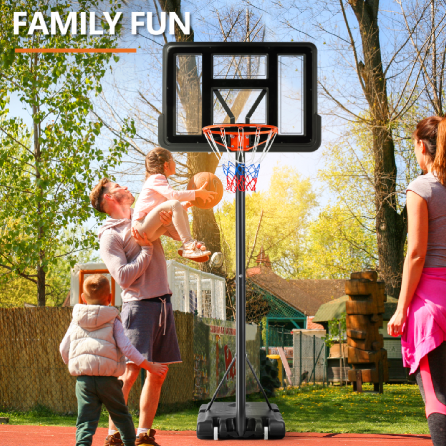 Outdoor Adjustable Basketball Stand, Portable Kids and Adult Basketball Stand, 4.2-10ft Height