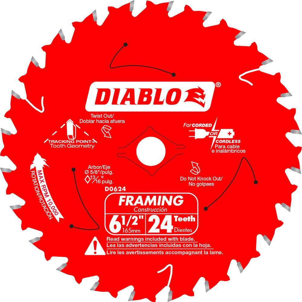 DIABLO Tracking Point 6-12 in. x 24-Tooth Framing Circular Saw Blade Value Pack (2-Pack) D0624RVP