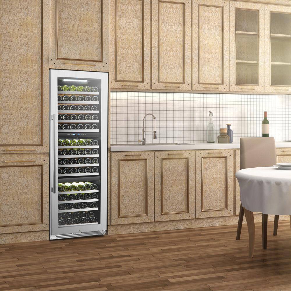 LANBOPRO 143 Bottle Seamless Stainless Steel Triple Zone Wine Refrigerator LP168T