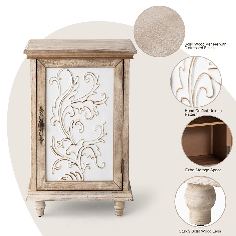 S.Fyronti Solid Wood 1 Door French Country Accent Cabinet