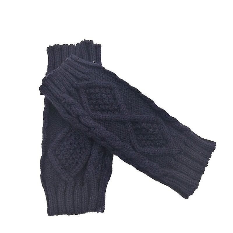 Winter Fall Knitted Gloves Navy Blue