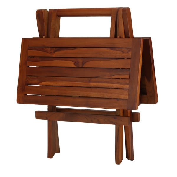 Bare Decor Ravinia Folding Teak Small Table， Oiled Finish