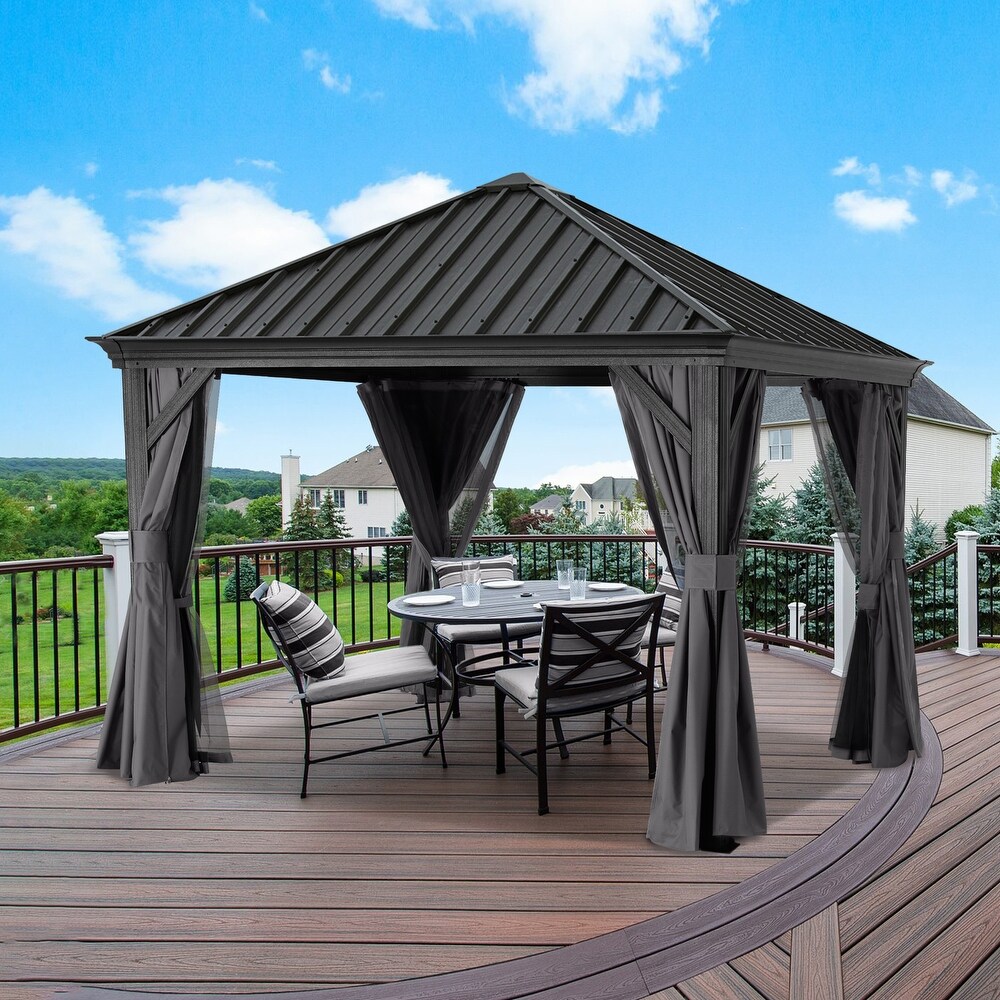 ABCCANOPY Outdoor Hardtop Gazebo with Galvanized Steel Double Roof