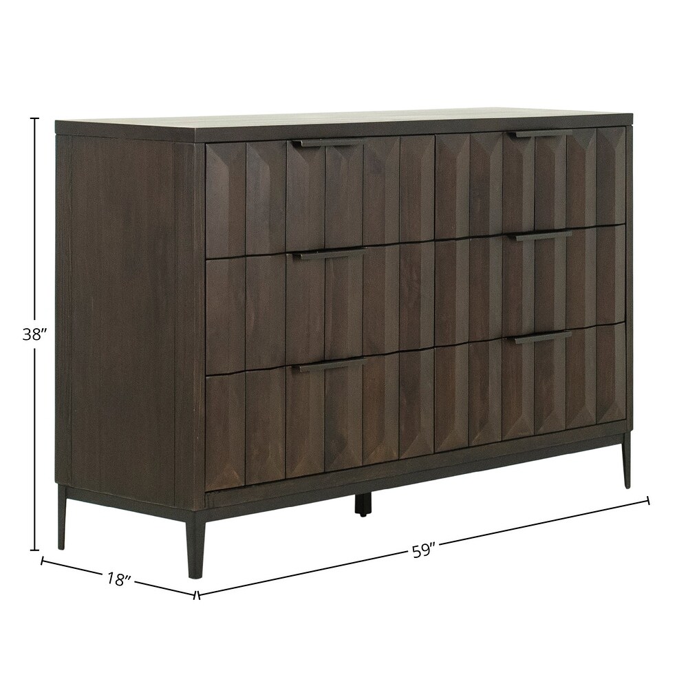 Emilia Pine Modern 6 Drawer Storage Dresser