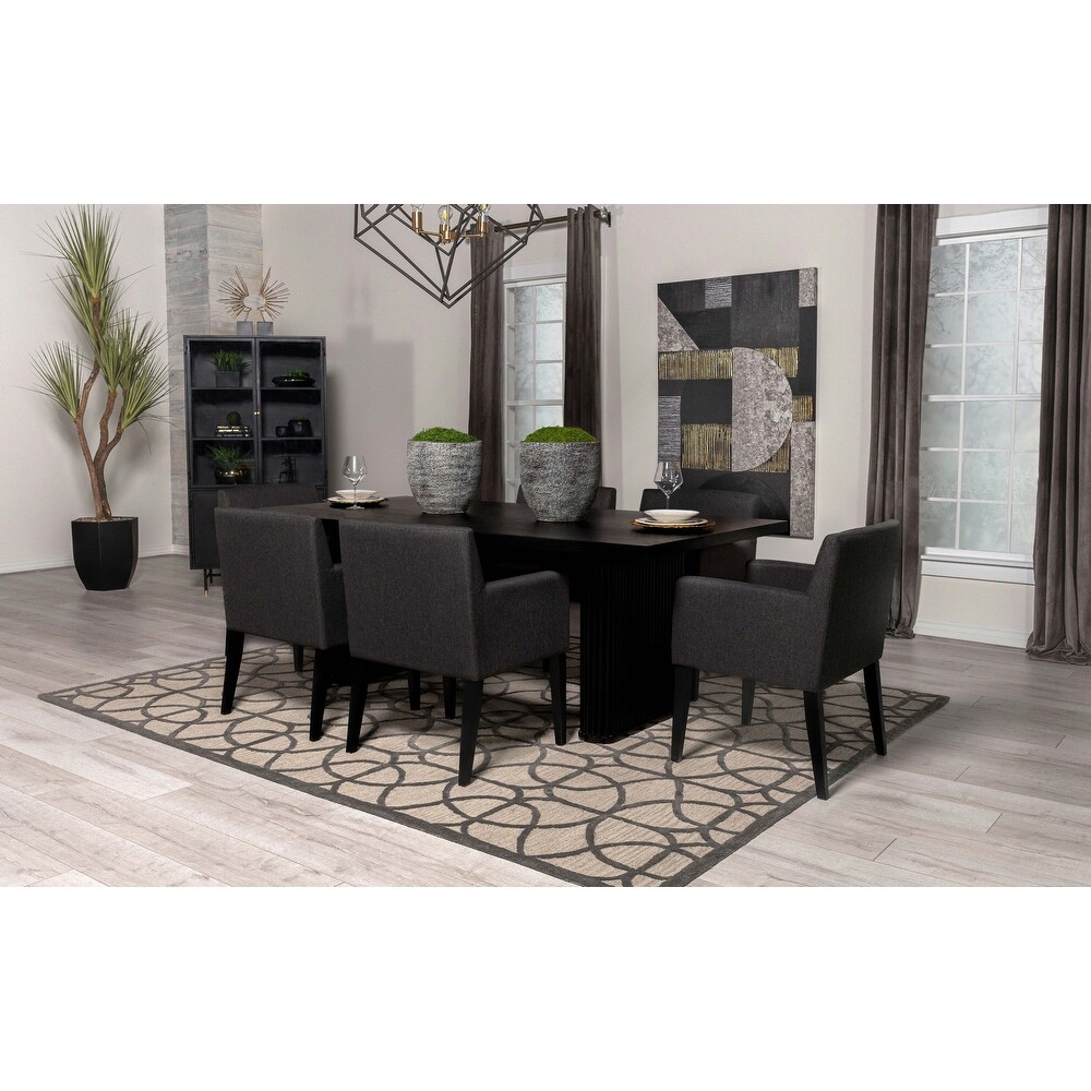 Coaster Furniture Catherine Rectangular Double Pedestal Dining Table Black   83.50'' x 41.75'' x 30.00''