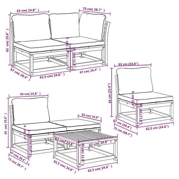 vidaXL Patio Sofa with Cushions 2Seater Outdoor Loveseat Solid Wood Acacia