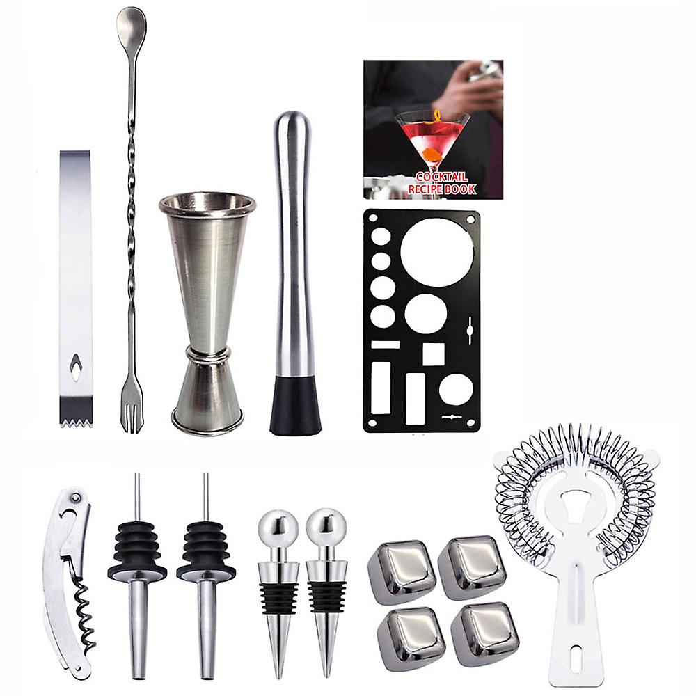 Multicolor Boston Shaker Stainless Steel Ice Cube Cg1215 16pcs 304 Stainless Steel Cocktail Shaker Set Drink Making Tool Kit Birthday Gift