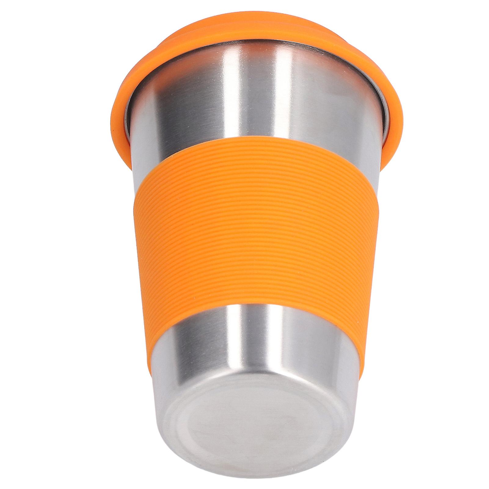 304 Stainless Steel Cup Metal Drinking Mug With Heat Insulation Silicone Sleeve For Kids School Office Homeorange Cup Sleeve