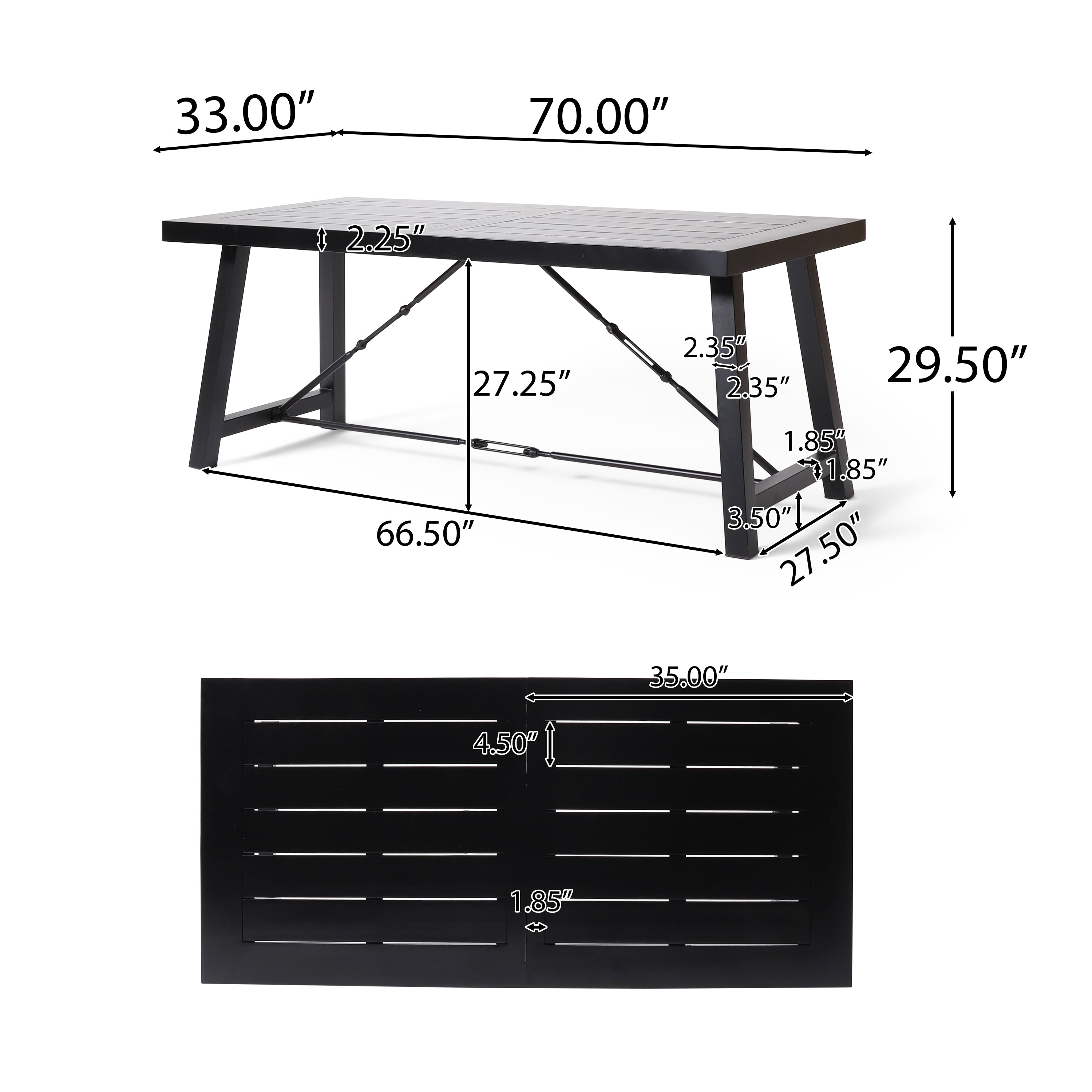 Hempstead Indoor Modern Industrial Acacia Wood Dining Table, Black