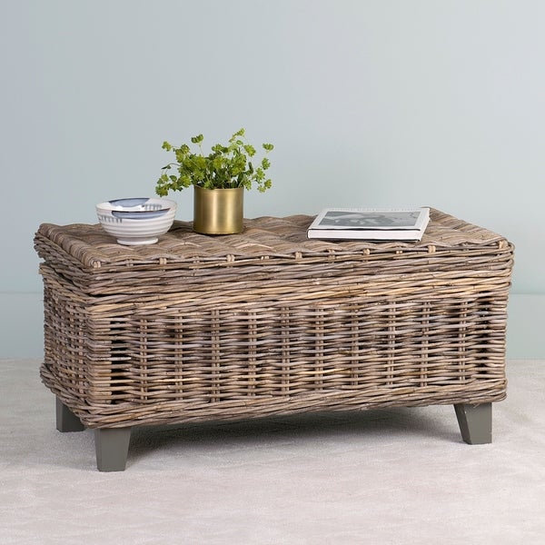 Woven Rattan Storage Coffee Table