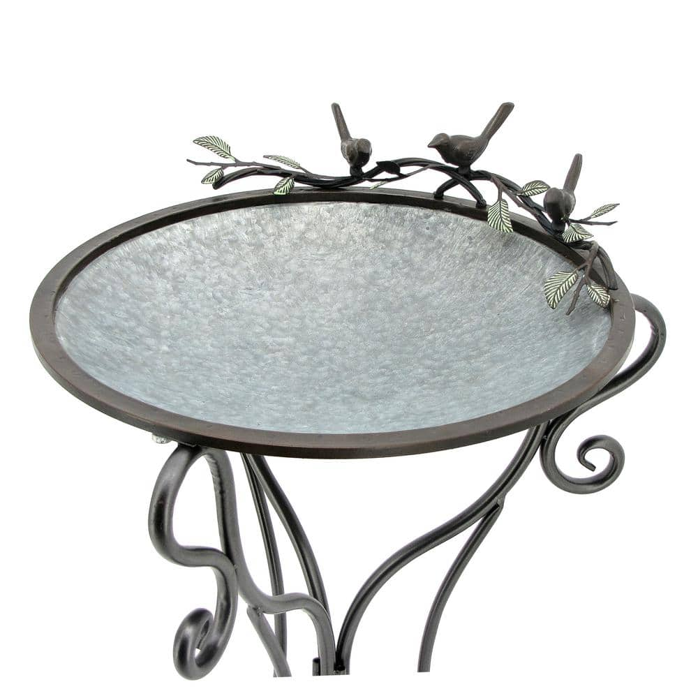 Zaer Ltd. International Three Birds Galvanized Iron Birdbath ZR180070