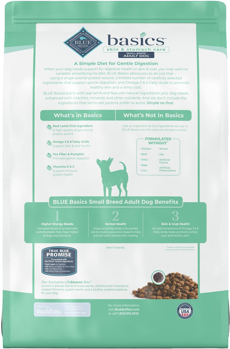 Blue Buffalo Basics Skin and Stomach Care Grain-Free Formula Lamb and Potato Recipe Small Breed Adult Dry Dog Food