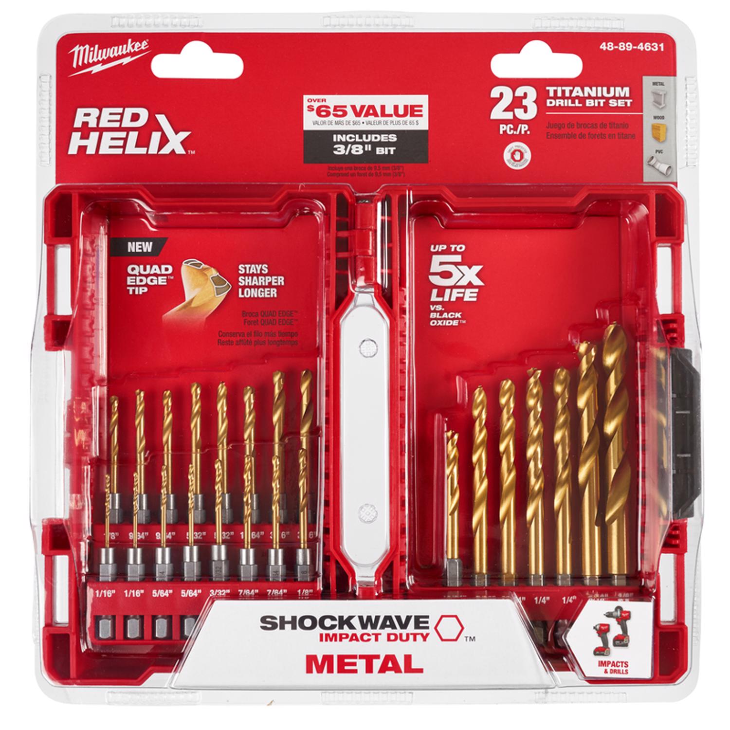 MW Shockwave Titanium Red Helix Drill Bit Set 23 pc