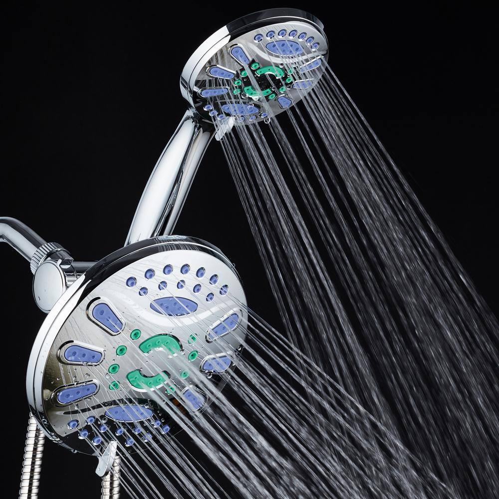 Aquastar Antimicrobial 48-Spray 7 in. High Pressure 3-Way Dual Rain Shower Head and Handheld Shower Head Combo in Chrome 6750