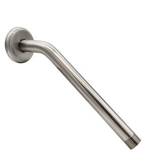 Westbrass 12 in. IPS x 10 in. Round Wall Mount Shower Arm with Sure Grip Flange Satin Nickel D302-1-07