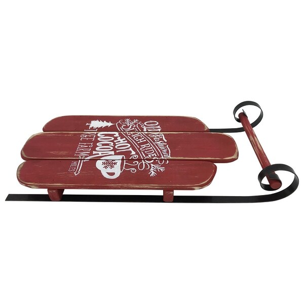 23 Red Wooden Christmas Snow Sled Decoration