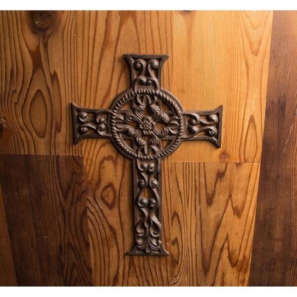 Wrought Iron Rustic Celtic Cross Decoration Christian Religious，11.5x7.7x0.5