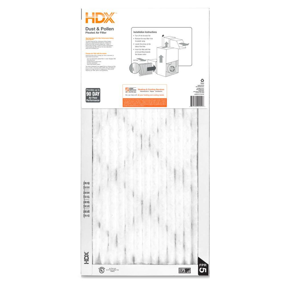 HDX 14 in. x 30 in. x 1 in. Standard Pleated Air Filter FPR 5 HDX1P5-011430